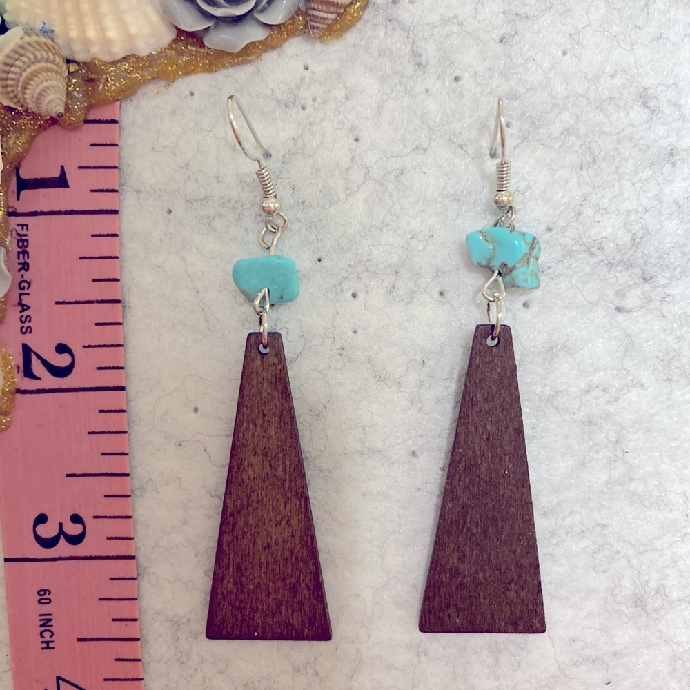 BNWT Turquoise and Wood Earrings